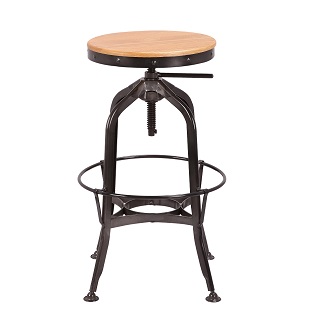 M-94143 Barstool Matt gumetal with Natual Wood Seat