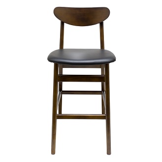 WBS-012 Bay Wooden Bar Stool Walnut Color Black Seating