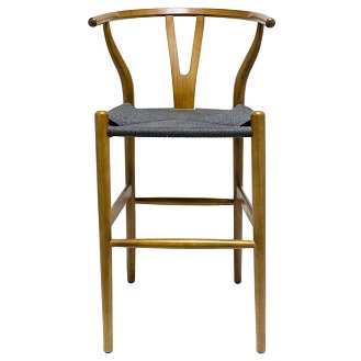 JY-102 Light Walnut Color Wood Bar Stool with black string  seat