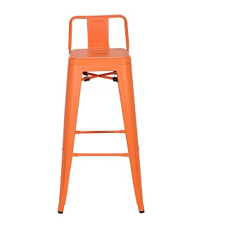 M-94115 Metal Low Back Barstool Frosted Orange