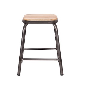 Metal 94025 Chair Matt gumetal  w/Ash Wood Seat (Natural Color)