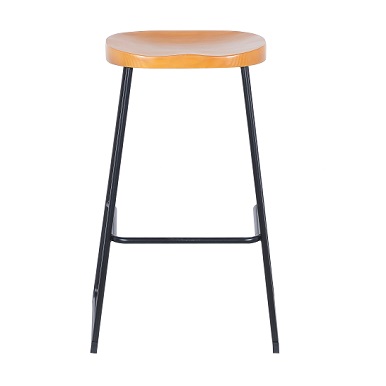 Metal 92078  Bar Stool Frosted Black/Natual Pine Wood Seat 